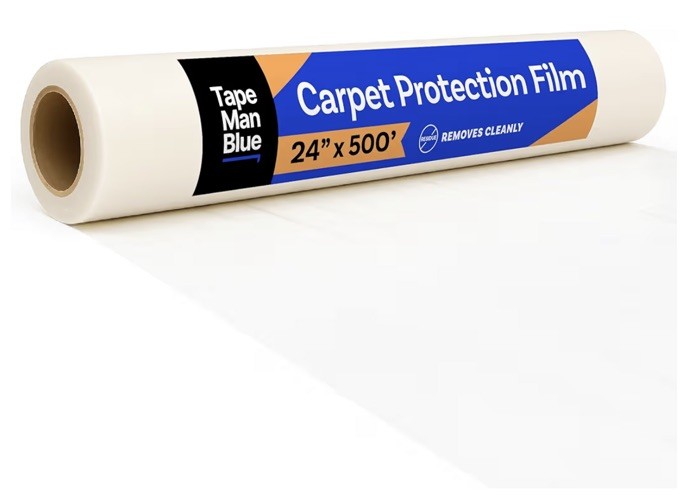 Carpet Protection Film, 24 Inch X 500 Foot Roll, Self Adhesive Plastic Carpet Pr