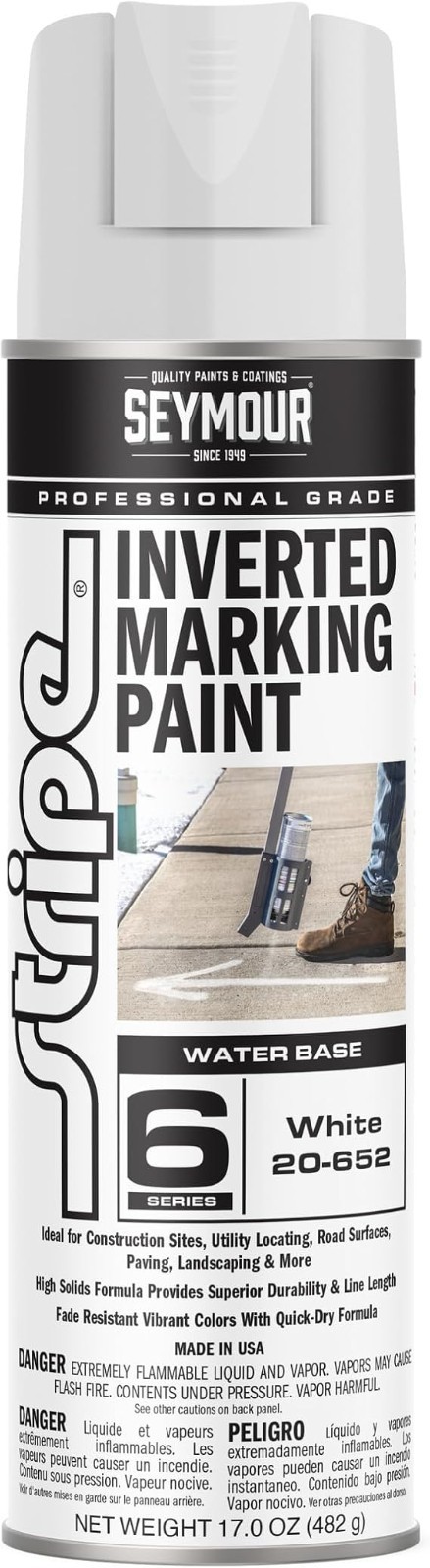 12PK Seymour 20-652 Inverted White Marking Paint 17oz