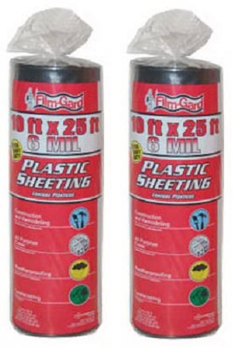 Film Gard 626192 10′ ft x 25′ ft 6 Mil Black Polyethylene Plastic Sheeting – 2pk