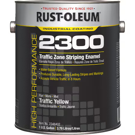 Rust-Oleum 2348402 Traffic Zone Striping Paint, 1 Gal., Yellow, Water -Based