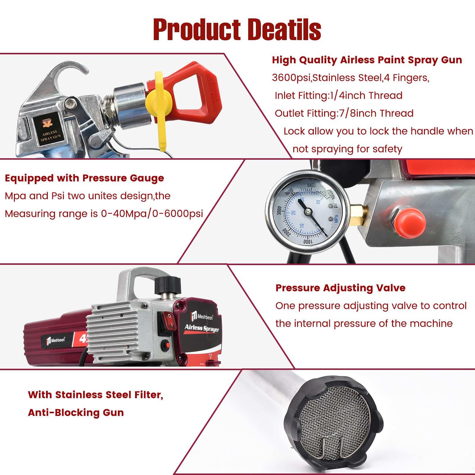 2.5HP High Pressure Airless Paint Sprayer High Efficiency Power Painting 220V