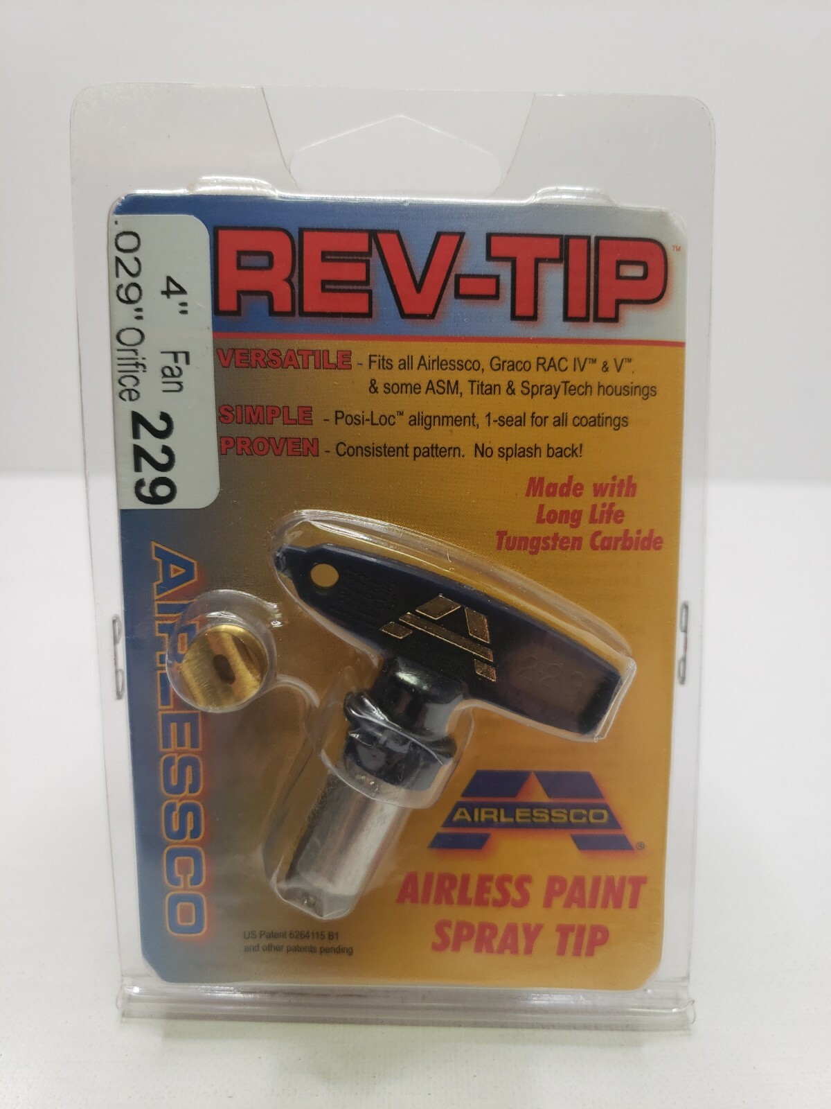 AIRLESSCO REV – TIP PN: 560 – 229, 4″ FAN .029 ORIFICE