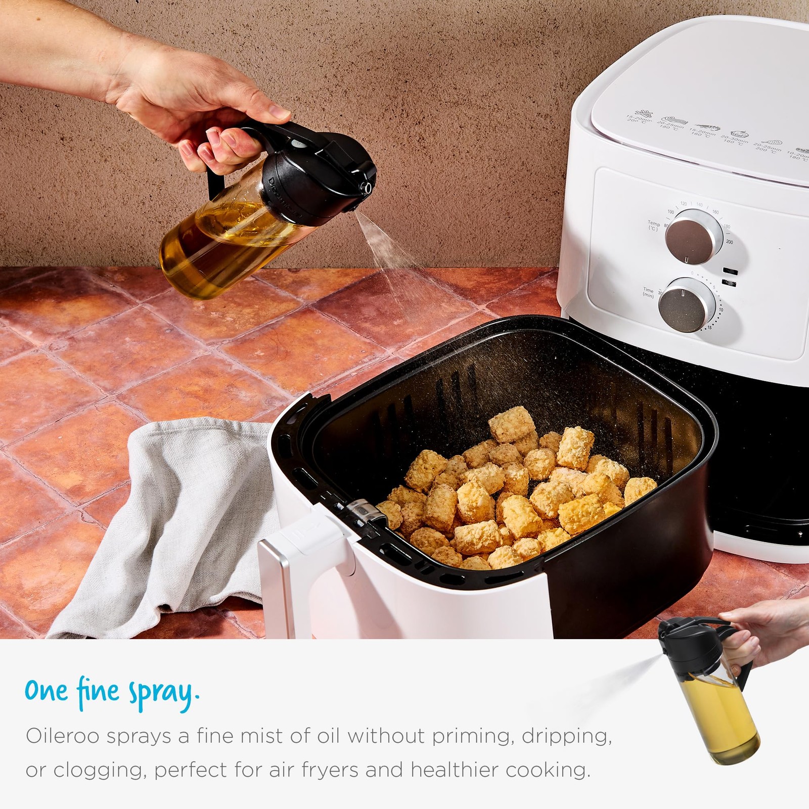 Dreamfarm Oileroo Glass No-Clog Oil Sprayer, Pourer & Doser – Oileroo, Black