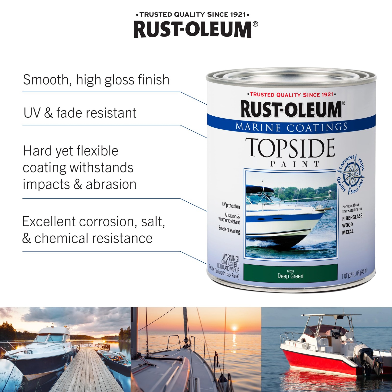 Marine Boat Wood Metal Fiberglass Topside Paint Coating Navy Blue 1 Quart New US