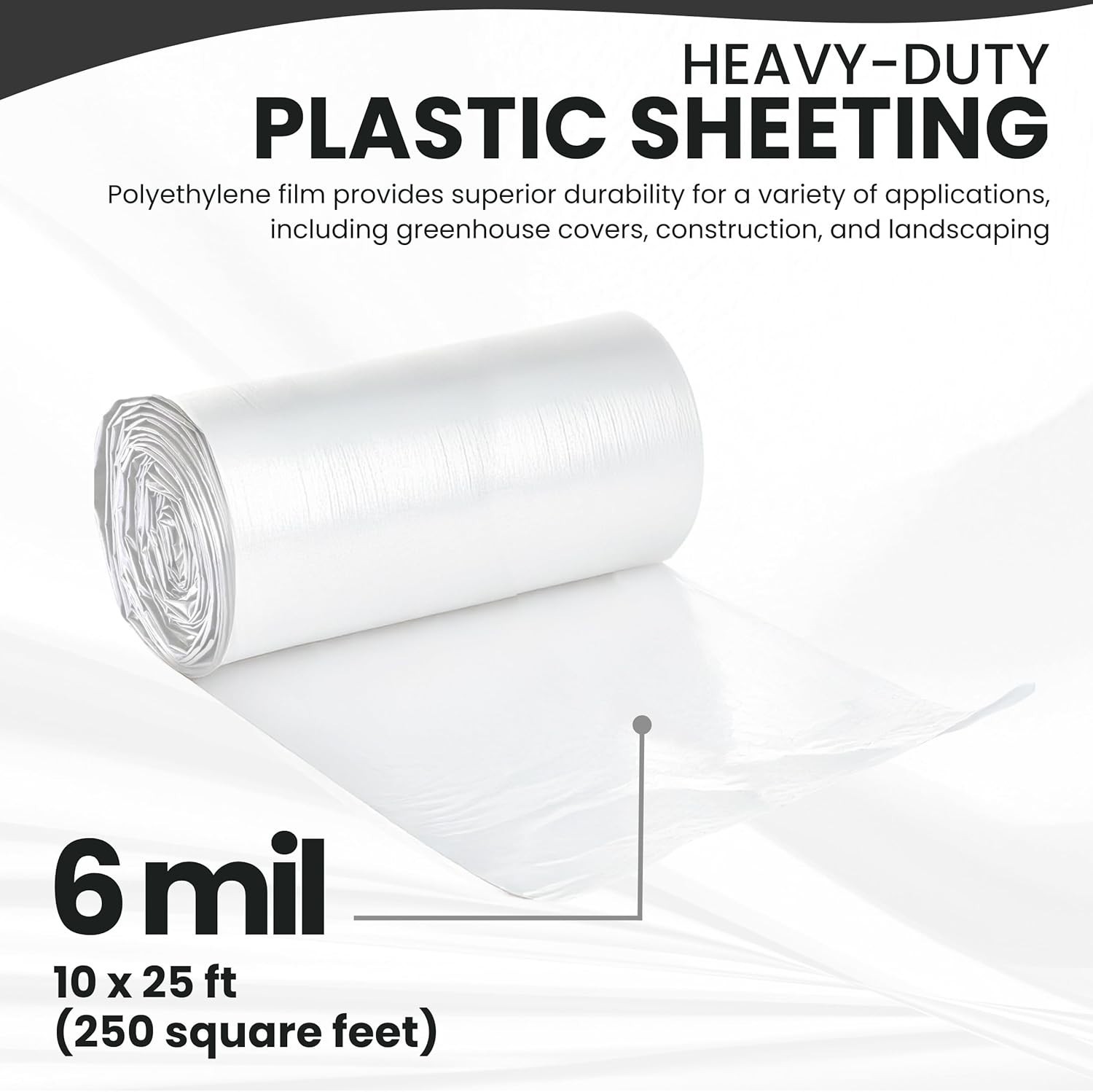 Versatile 6 Mil UV Protection Clear Sheeting – 10′ x 25′ for Gardening and More
