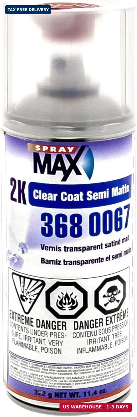 SprayMax 2K Semi Matte Clear Coat | 2K Automotive Satin Clear Coat Spray Paint f