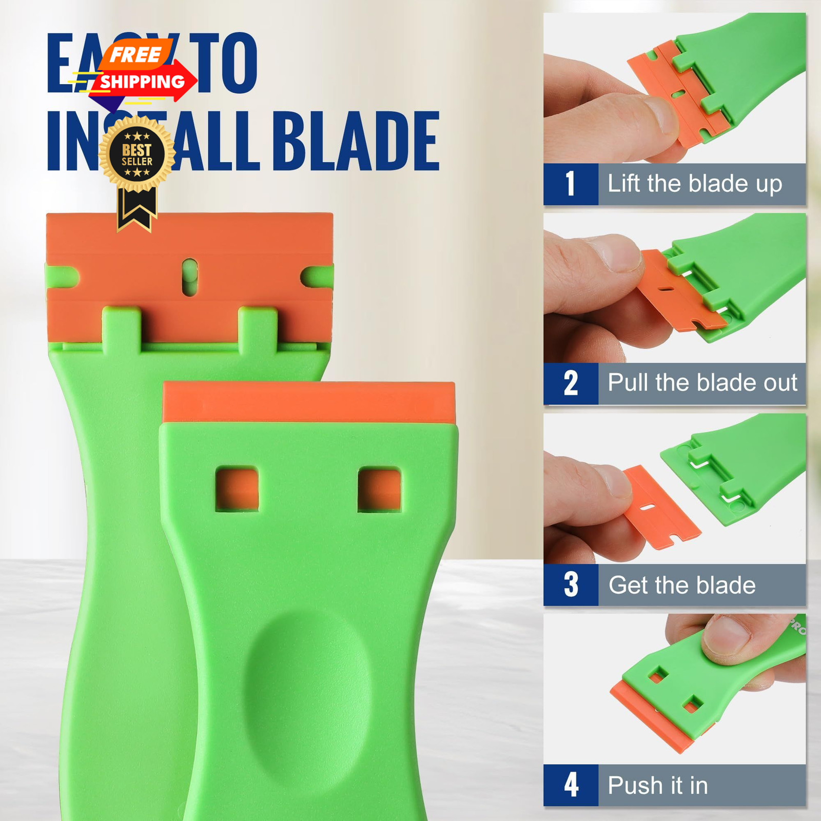 WORKPRO 3-Piece Plastic Razor 3 Pack + 120 Blades, Orange, Blue, Pink, Green