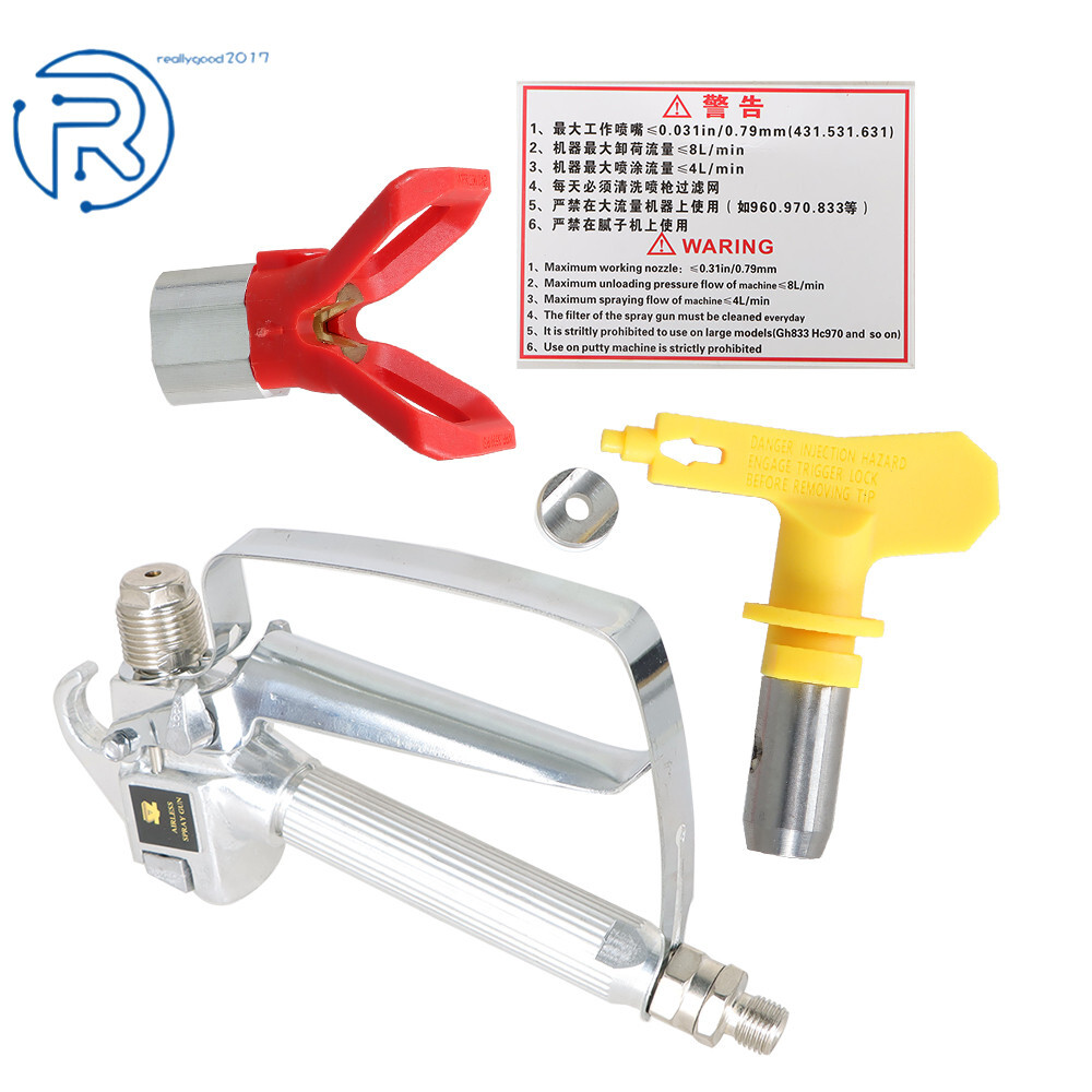 Airless Paint Spray Gun 517 Spray Tip + Nozzle Guard for Sprayers 3600PSI New