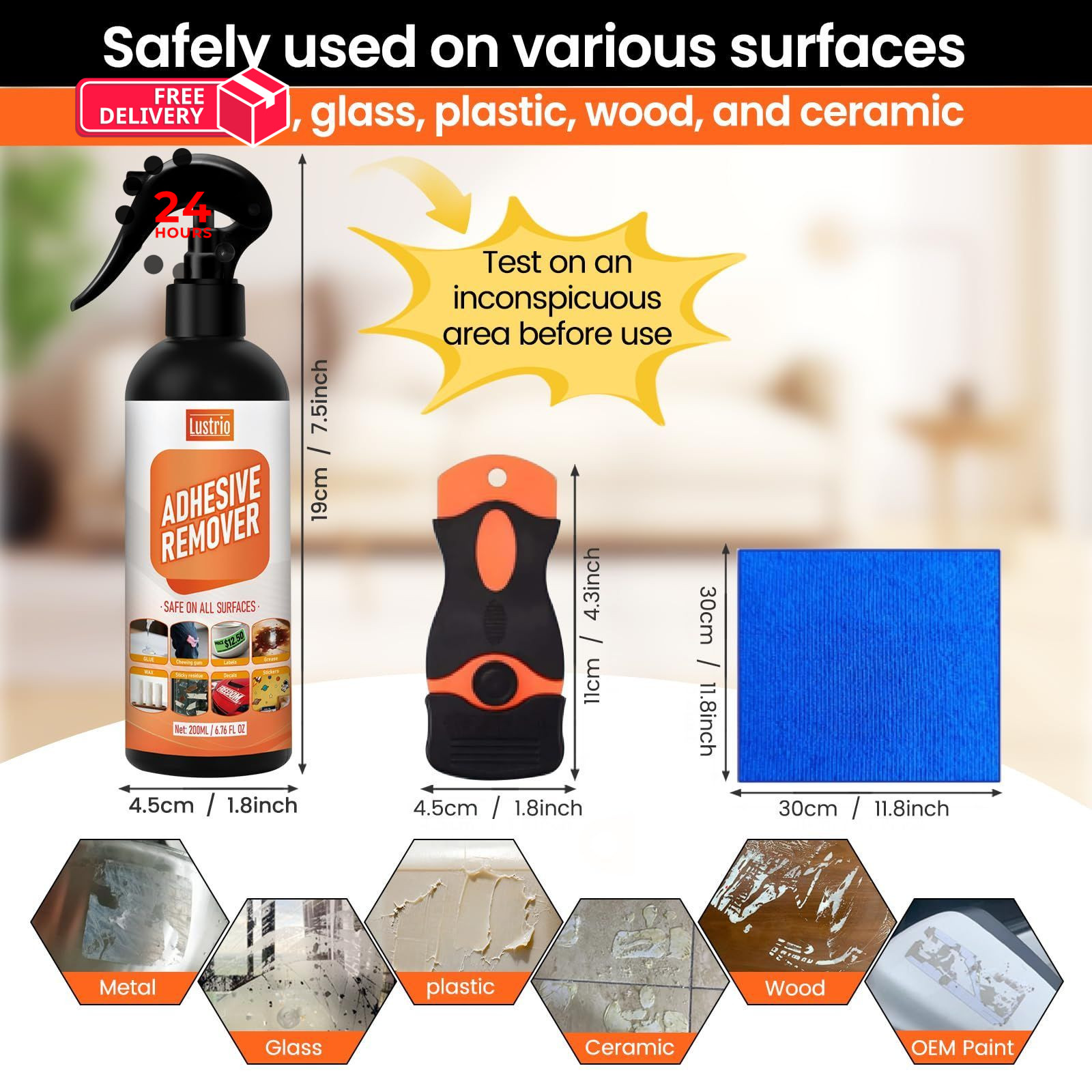 Adhesive Remover Spray for Car Paint, Glass, Plastic & 200 milliliters, black