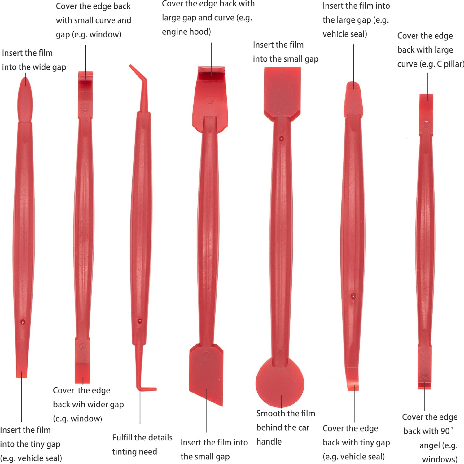 Vinyl Wrap Tool Kit Window Tint Kits for Automotive Wrap, Red