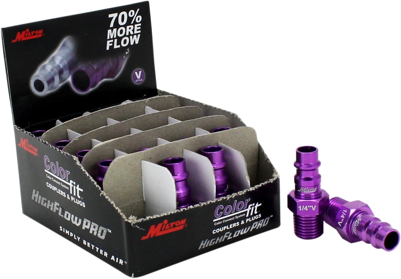 Milton 760VC-20 ColorFit HighFlowPRO Plugs, V-style Pack of 20, Purple