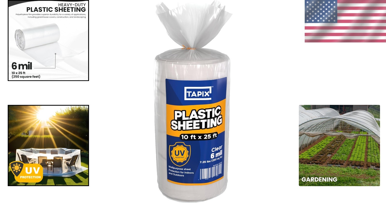 Versatile 6 Mil UV Protection Clear Sheeting – 10′ x 25′ for Gardening and More