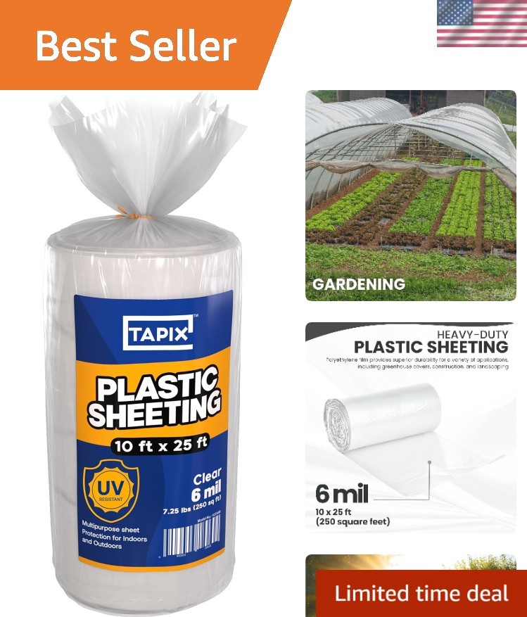 Versatile 6 Mil UV Protection Clear Sheeting – 10′ x 25′ for Gardening and More