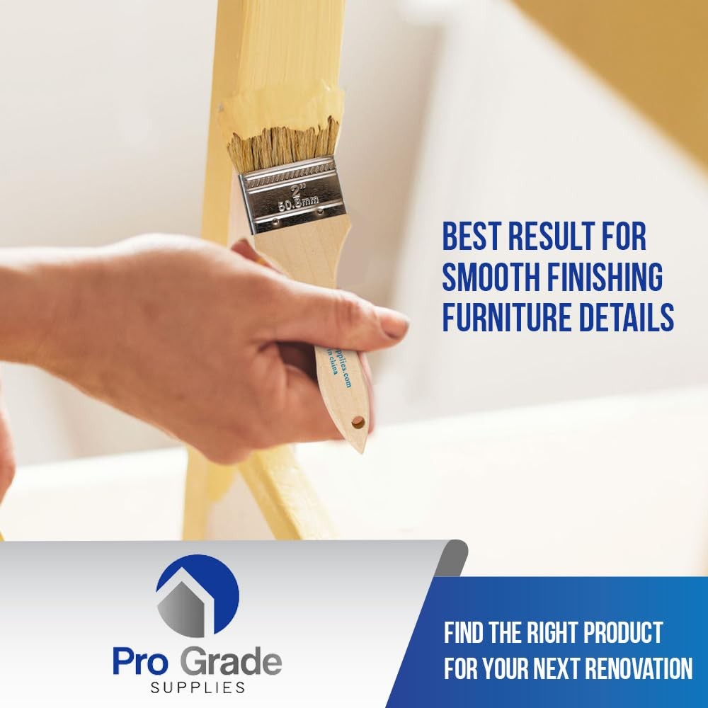 Pro Grade – Chip Paint Brushes – 12 Ea 2 Inch 2″, Light Brown