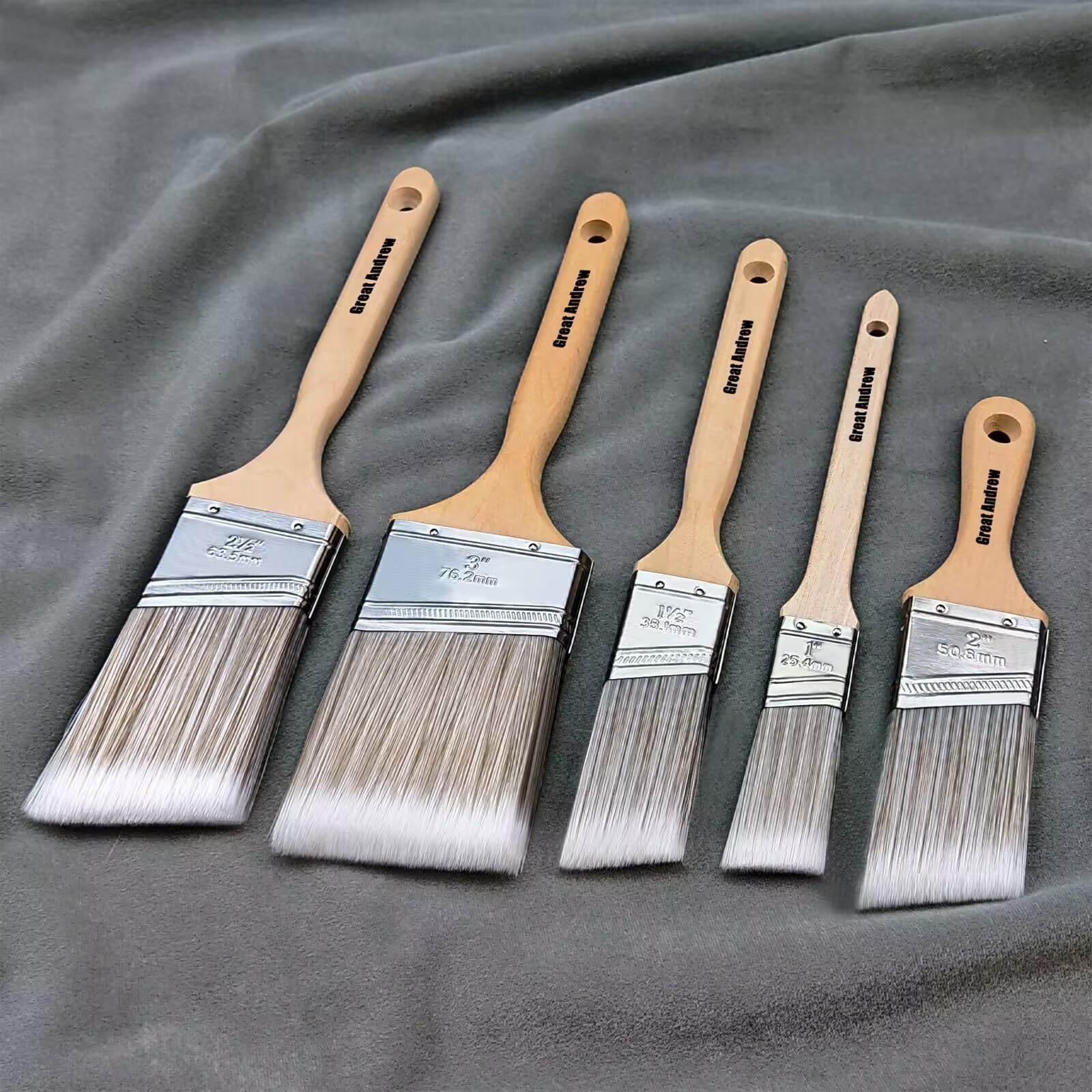 Great Andrew 10 Pack Paint Brushes Bulk (1″ 10 pcs-1″1.5″2″2.5″3″, Grey White