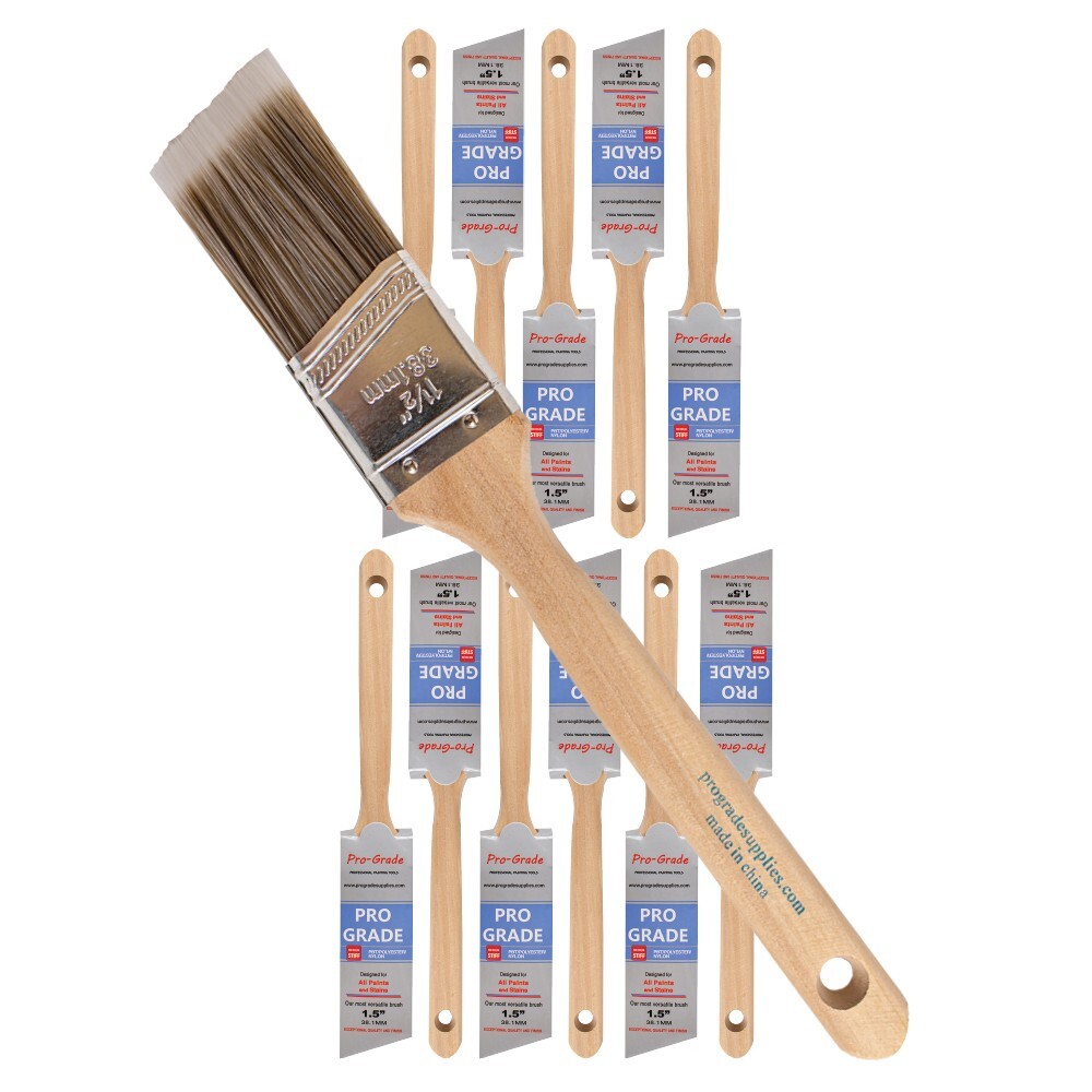 12-Pack – 1.5″ Angle Brushes for All Latex and Oil Paints & Stains