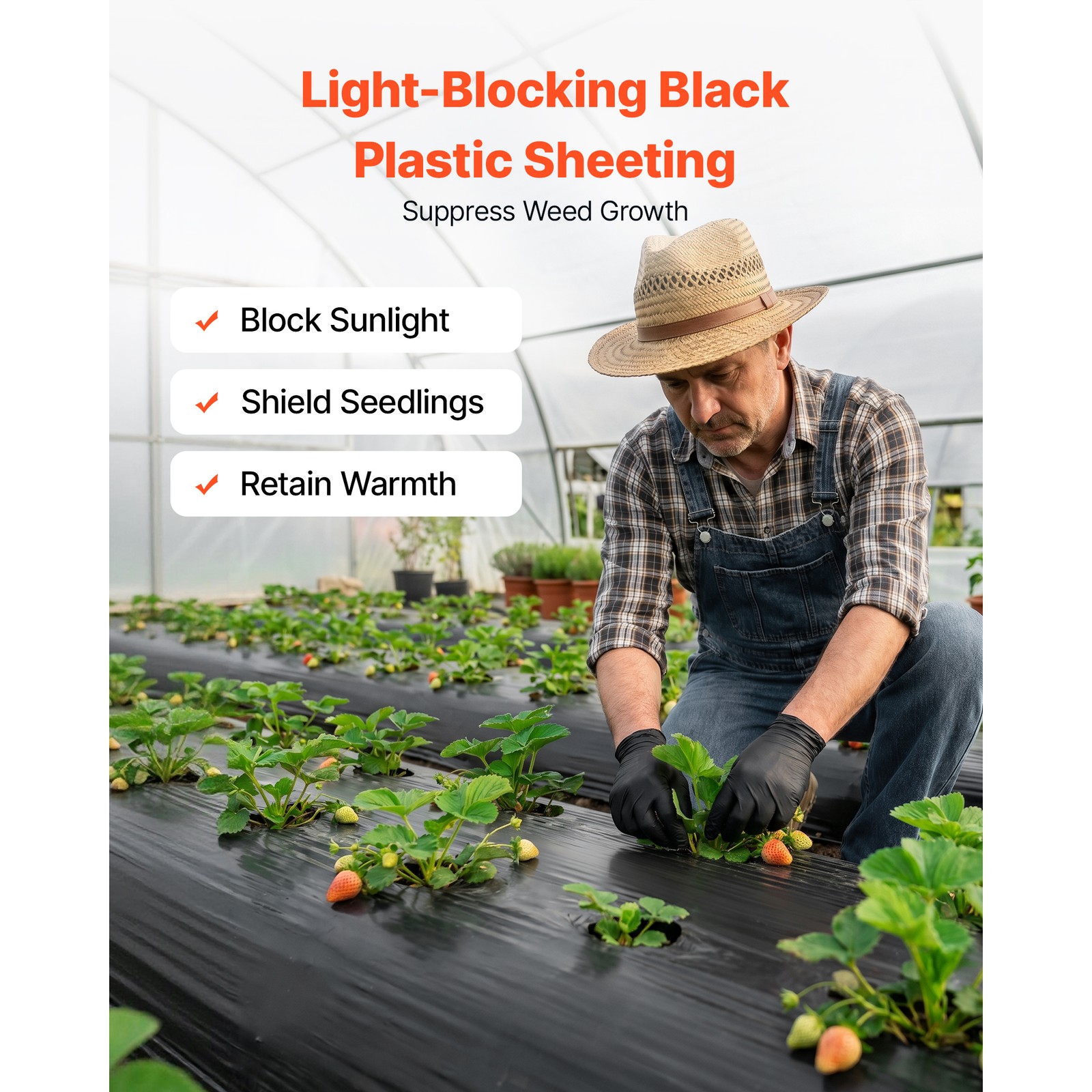 Uimoso 4 Mil Black Plastic Sheeting Roll 10 x 100 ft Durable Polyethylene Film
