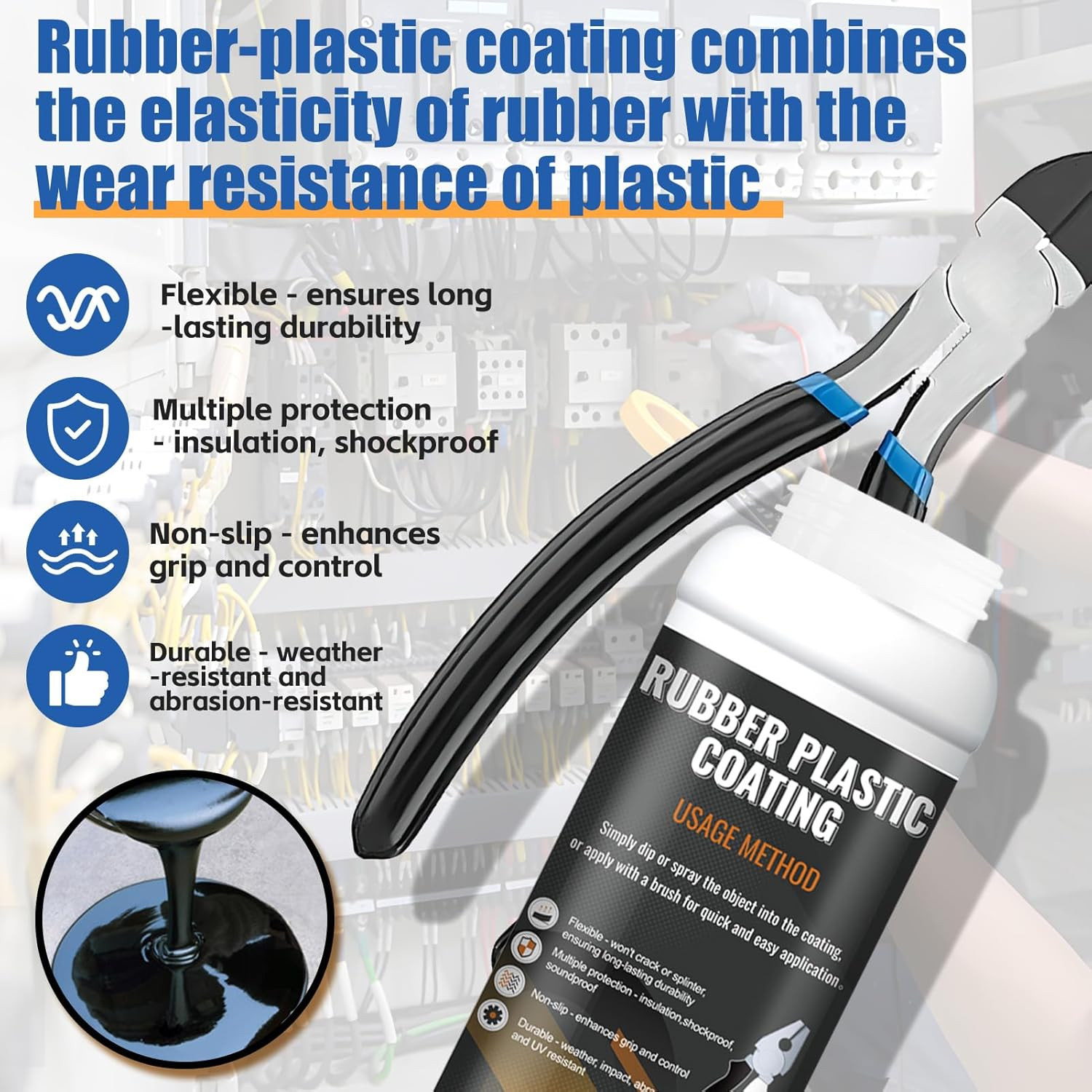 Tool Dip Rubber Coating, Liquid Rubber Dip Flexible Peelable Protective Coating