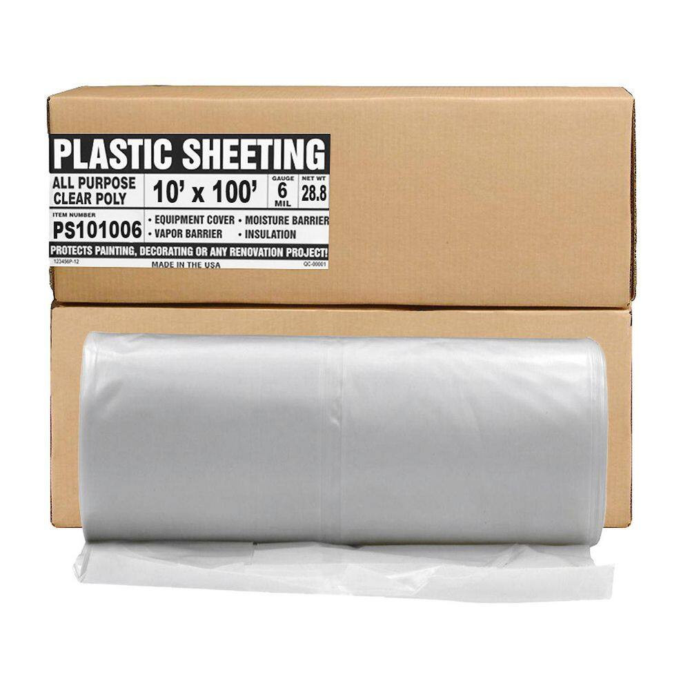 Plastic Sheeting – 10 Ft. X 100 Ft., 6 Mil Gauge – Clear Vapor and Moisture Shee