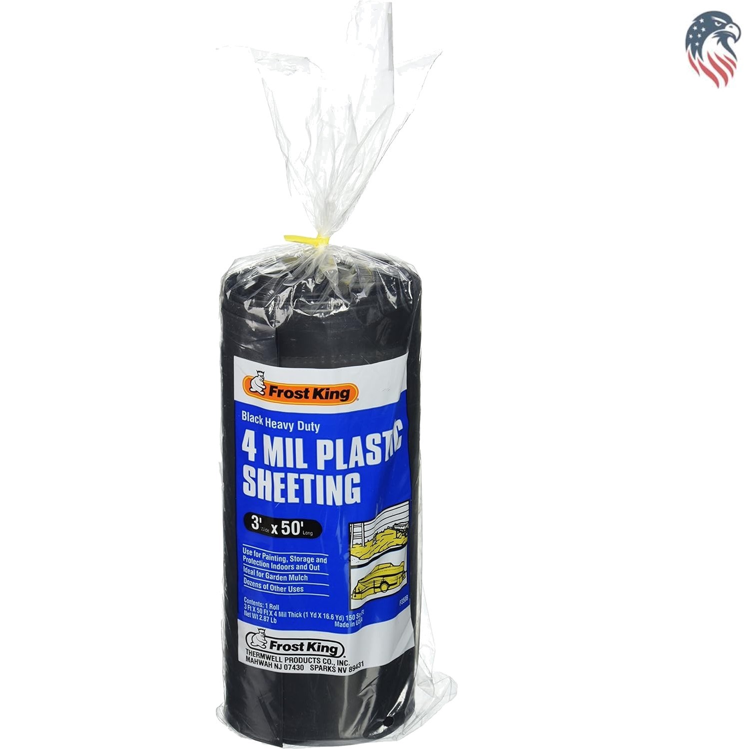 Polyethylene Sheeting Black 3x50ft 4 Mil Water Resistant Utility Cover