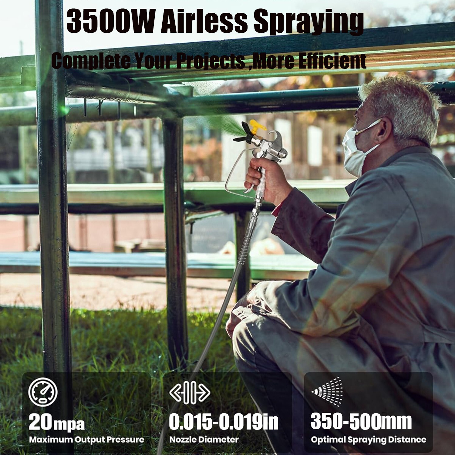 5HP Electric Airless Paint Sprayer High Efficient 3300PSI W/Extension Rod 110V