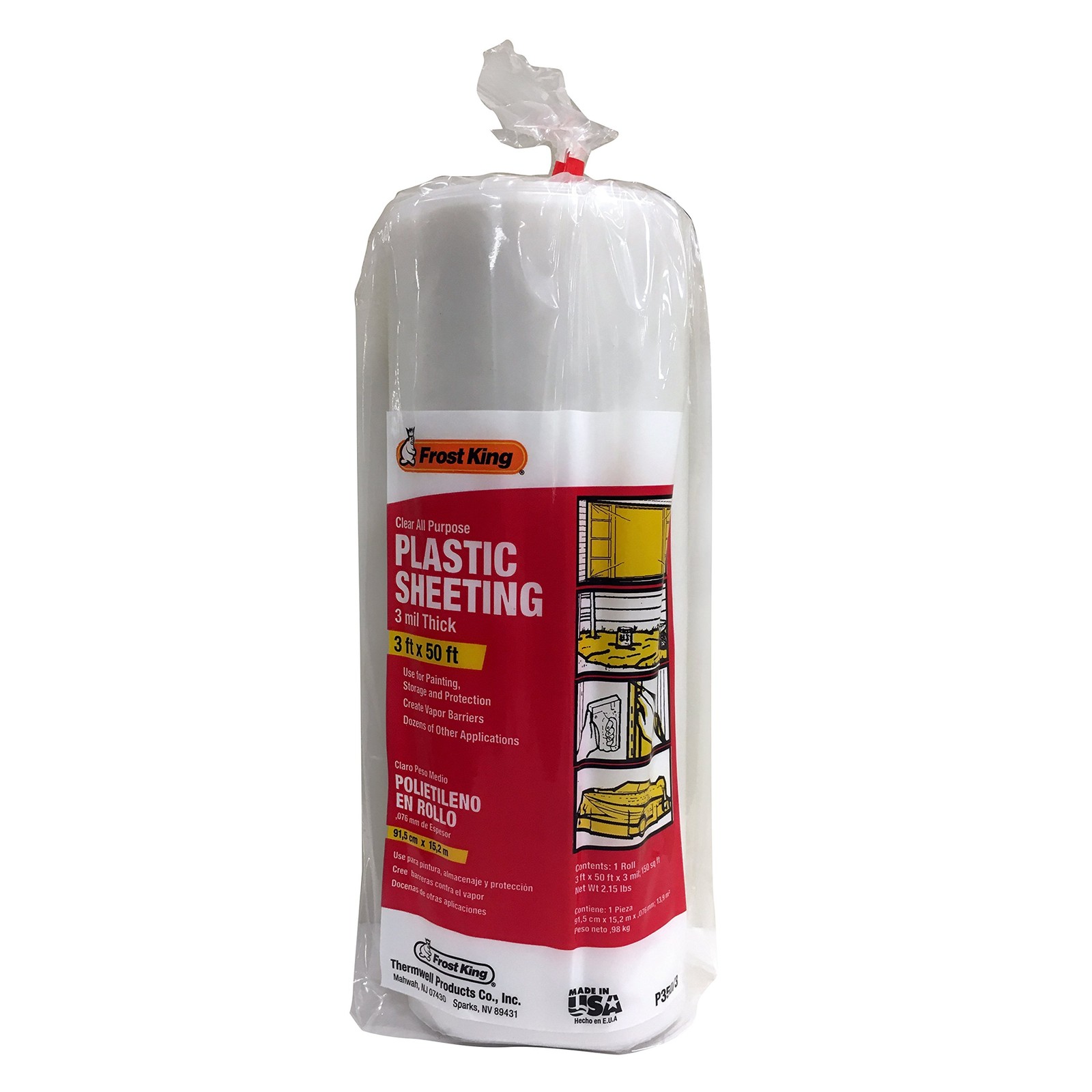 Frost King P350/3 Polyethylene Sheeting, 3′ x 50 ‘ x 3 mil, x 50’, Clear