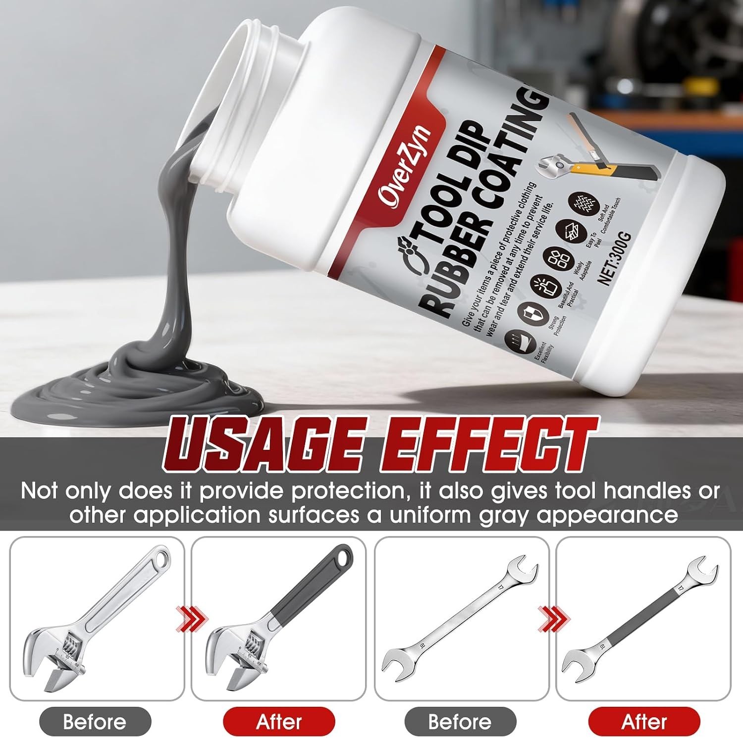 10 Oz Tool Dip Rubber Coating, Tool Handle Dip Coating Wear-Resistant and Non-Sl