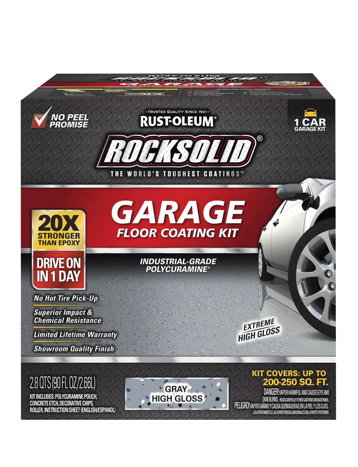 Rust-oleum Rocksolid Polycuramine Garage Floor Coating Gray 250 Sq Ft 20X Str…