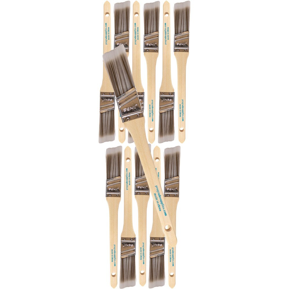 12 Pack – 1″ Angle Brushes for All Latex and Oil Paints & Stains