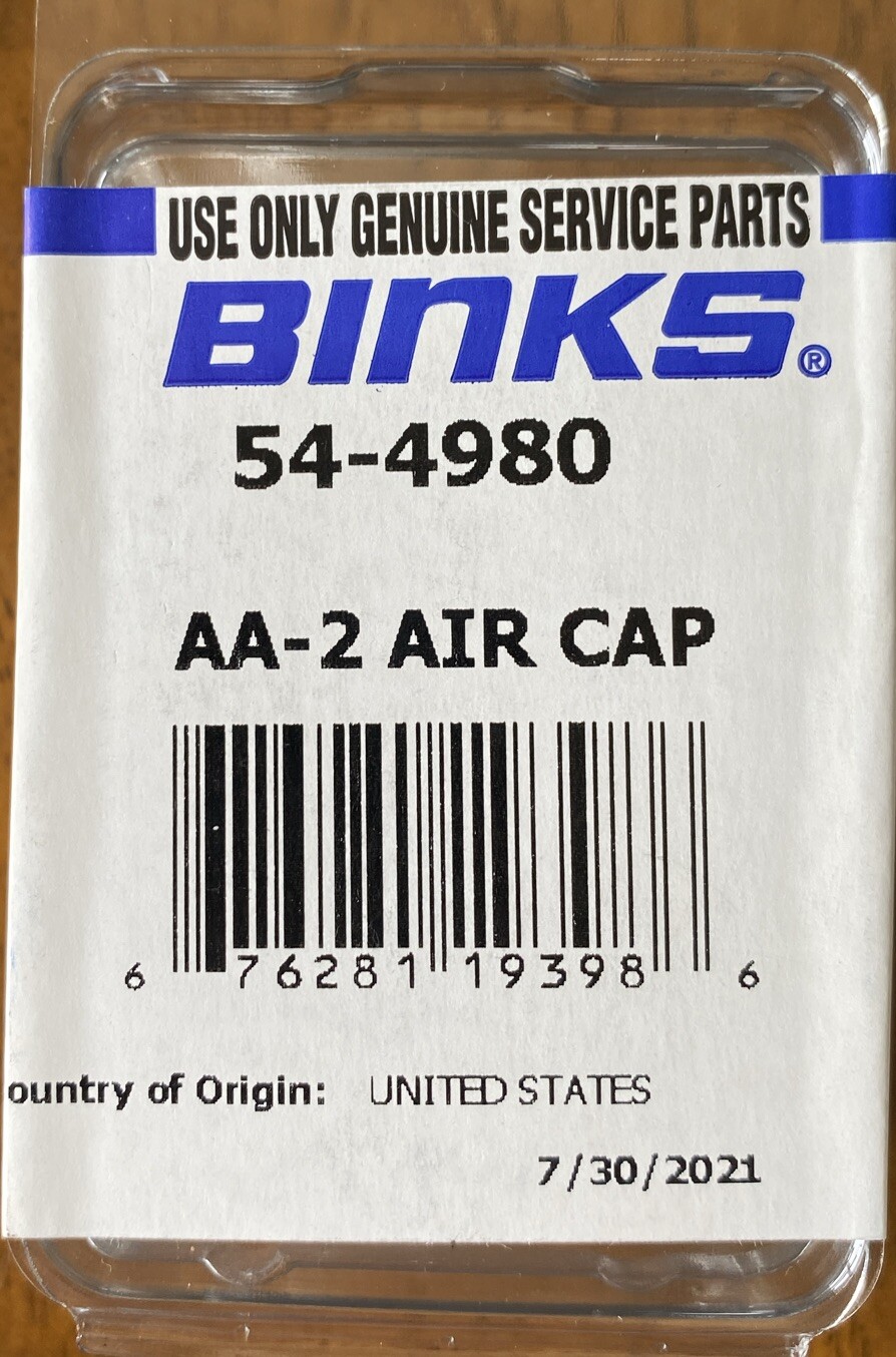 BRAND NEW SEALED- OEM BINKS 54-4980 AA-2 Air Cap