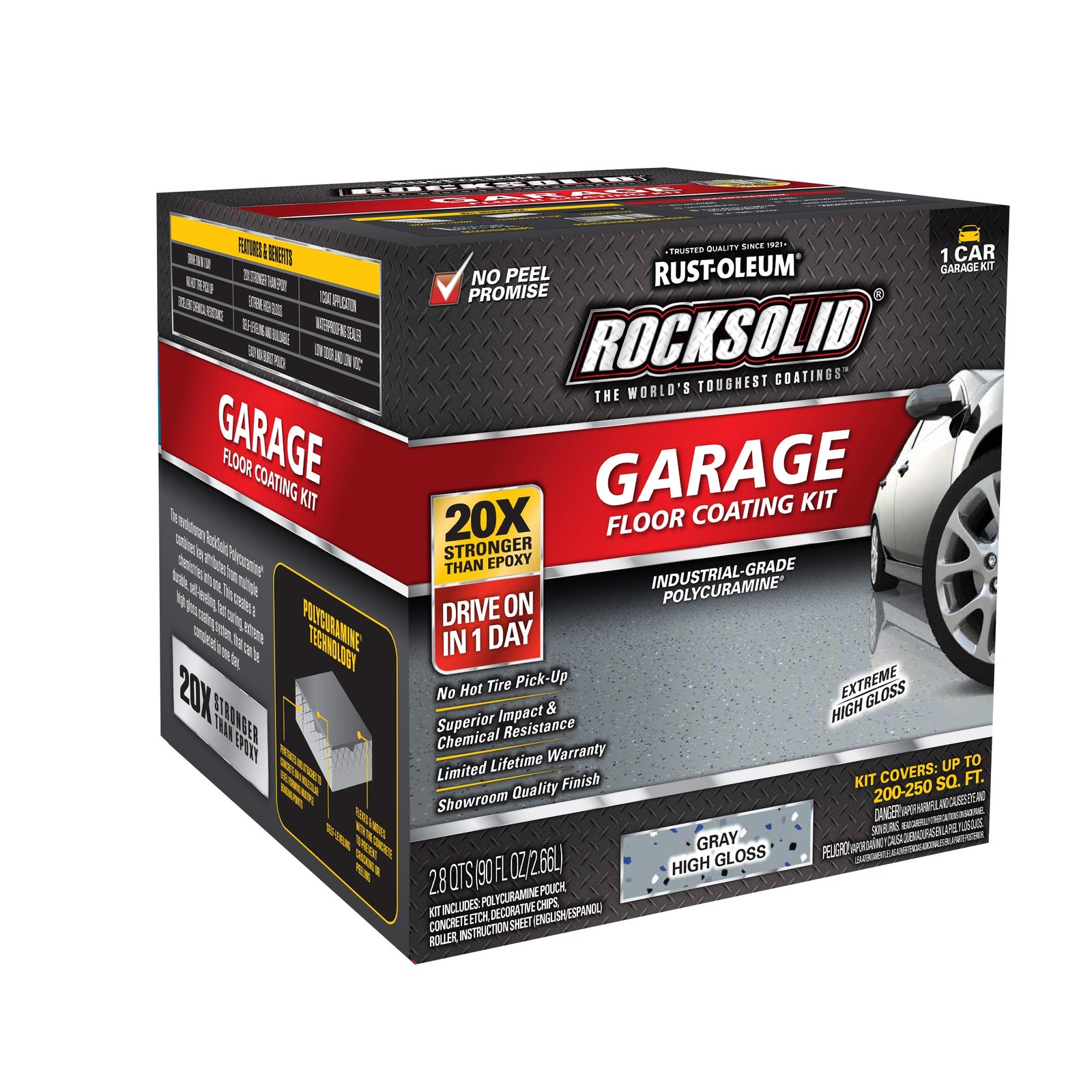 Rust-oleum Rocksolid Polycuramine Garage Floor Coating Gray 250 Sq Ft 20X Str…
