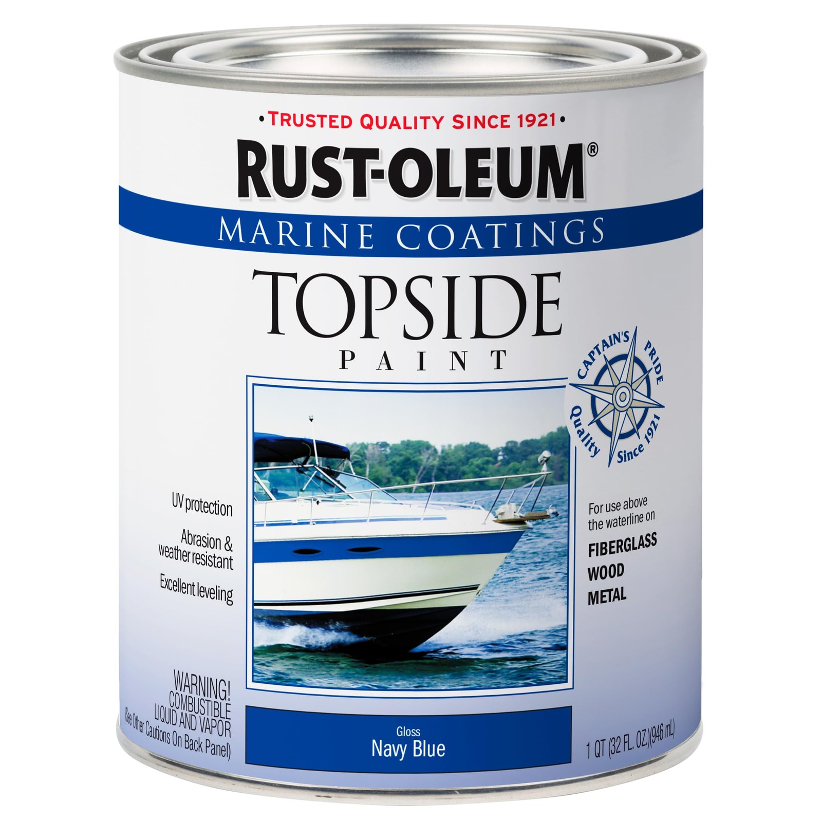 Marine Boat Wood Metal Fiberglass Topside Paint Coating Navy Blue 1 Quart New US