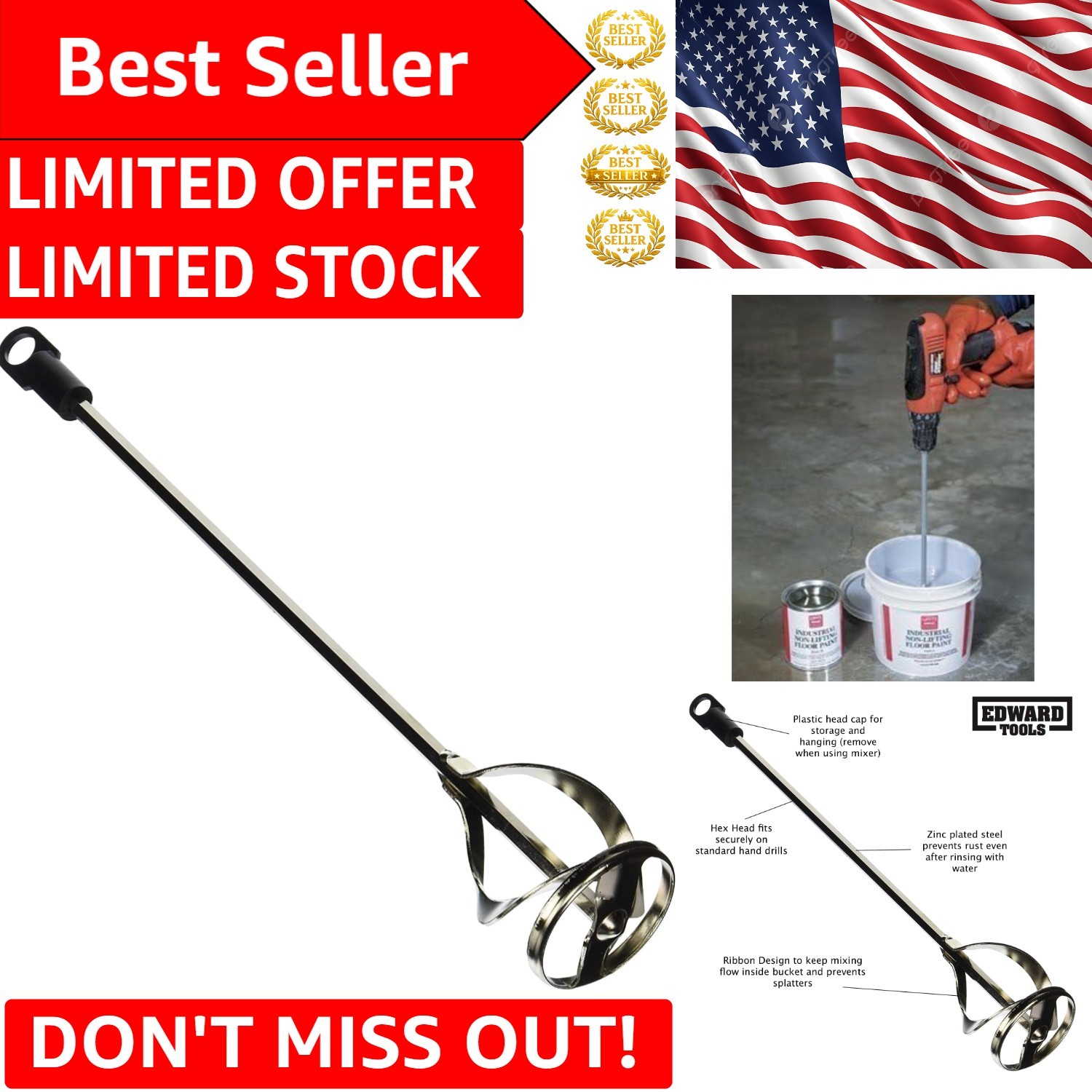 Versatile Paint and Mud Mixer – Durable Zinc Steel Attachment, Easy Clean Design
