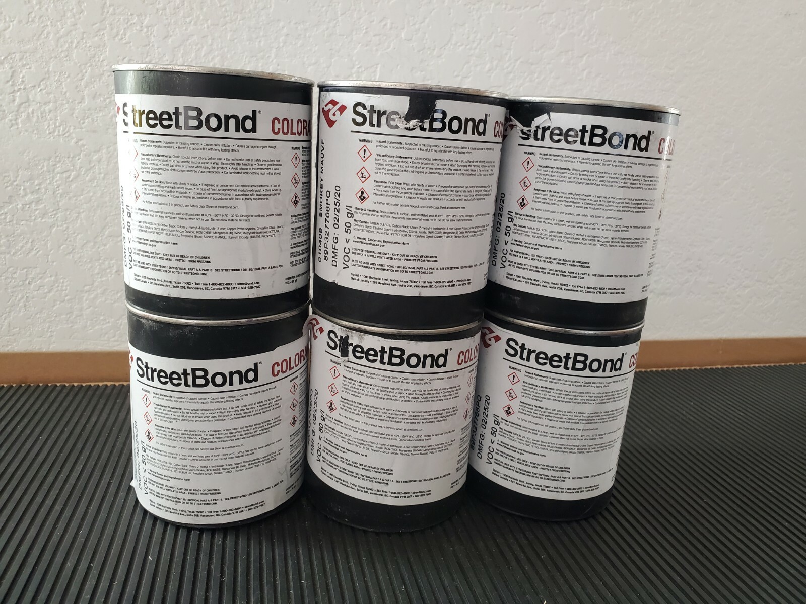 STREETBOND COLORANT SMOKEY MAUVE LOT OF 6x 1-PINT CANS