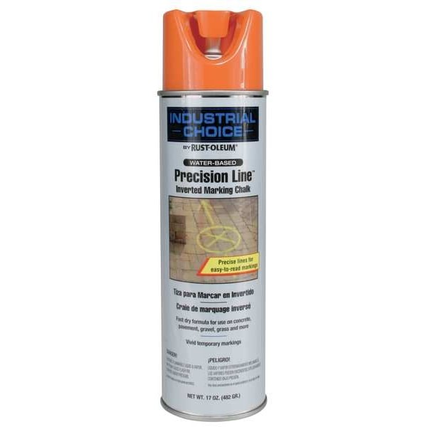 Rust-Oleum 205233 Inverted Marking Chalk Aerosol, 17 Oz, Apwa Orange, Water