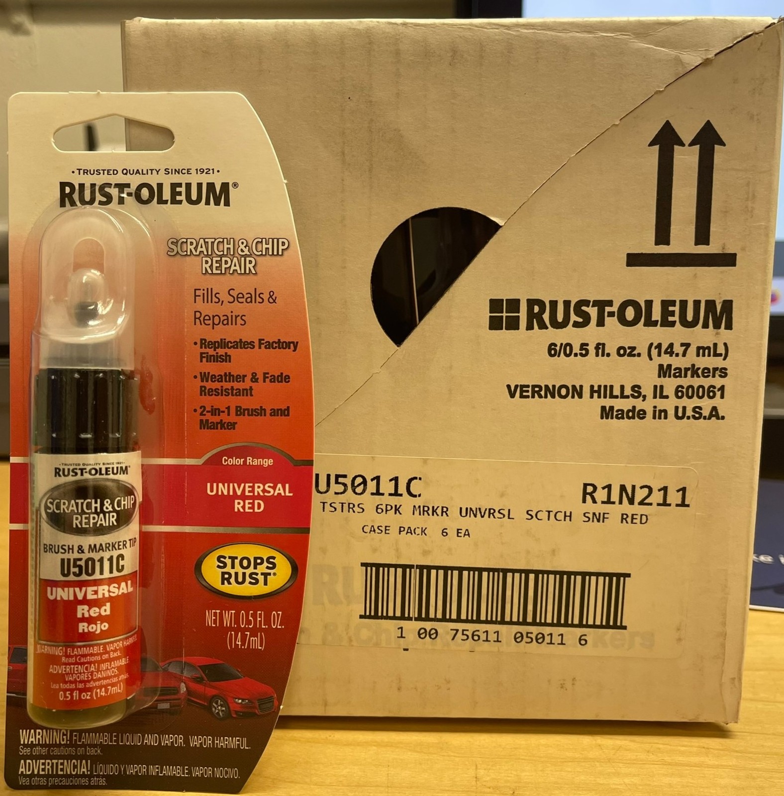 Rust-Oleum Universal Red Scratch & Chip Repair Paint Pen 0.5oz – 2-in-1 (6 Pack)