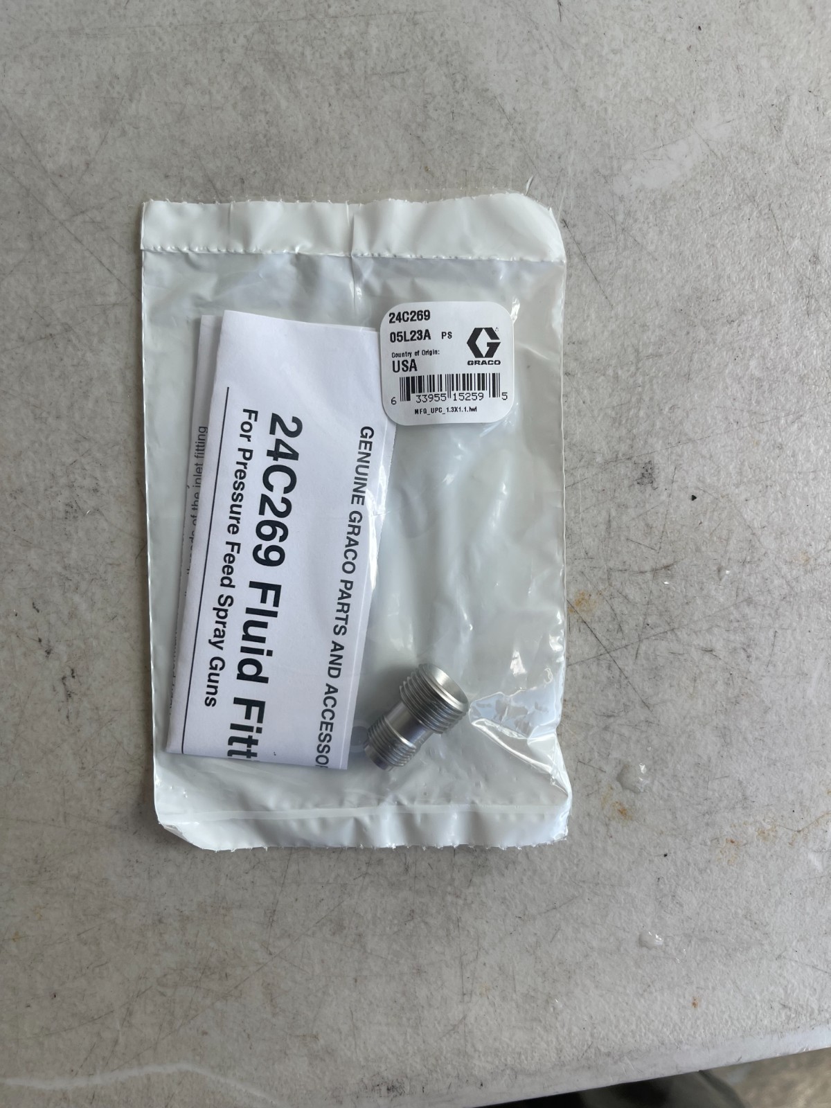 GRACO 24C269 Fluid Fitting For Pressure Feed Spray Guns Genuine OEM Part