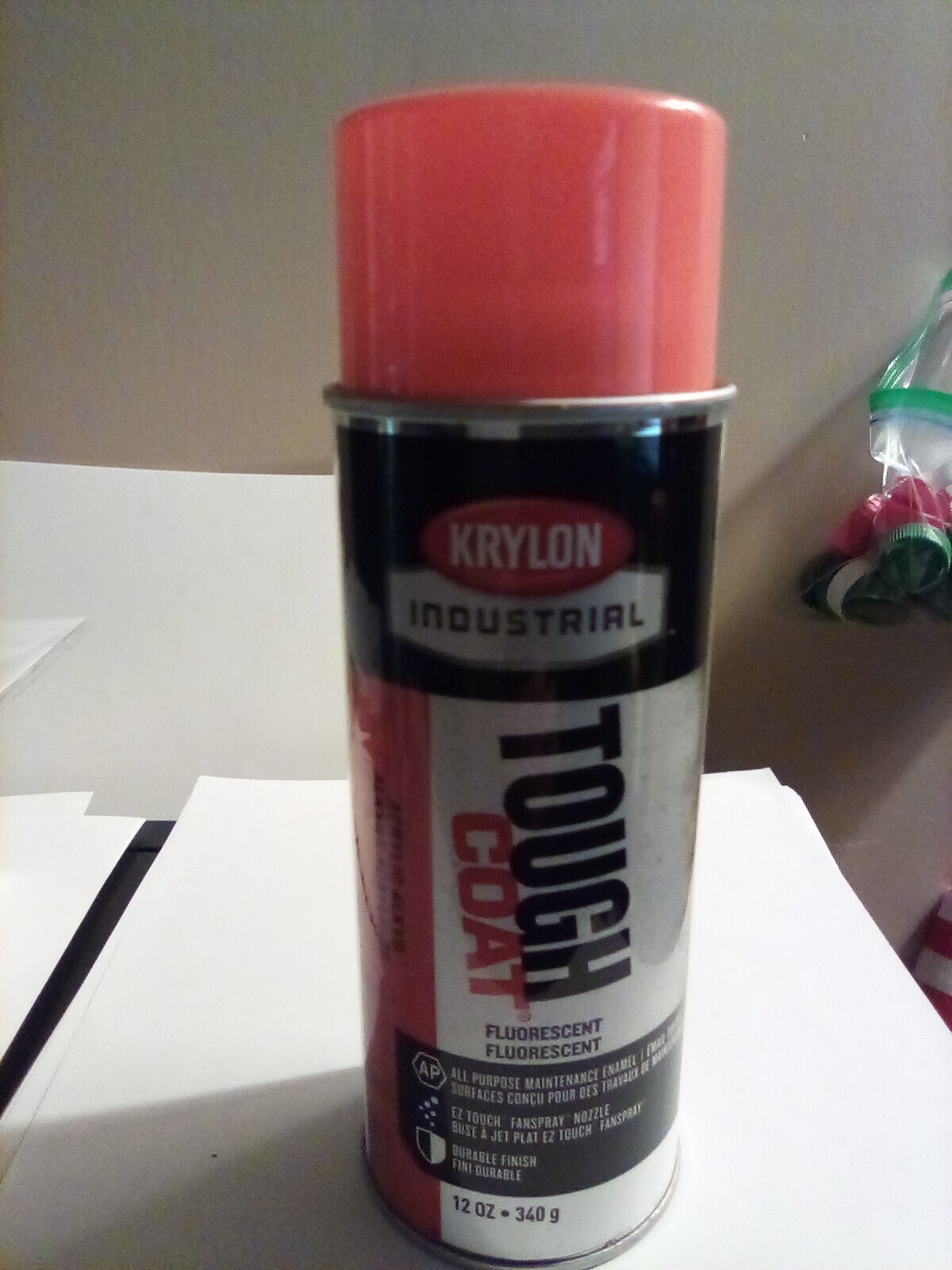 NEW Krylon Industrial Tough Coat Acrylic Enamel FLORESCENT ORANGE 12Oz FREE SHIP
