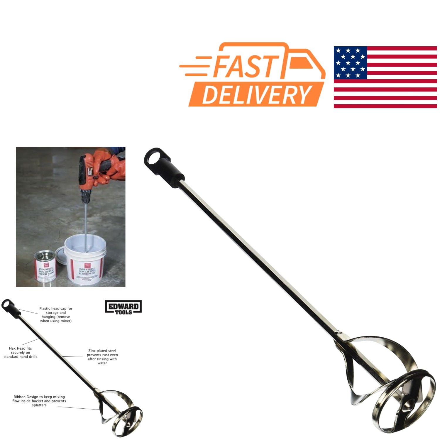 Paint and Mud Mixer for Drill 15.75 Inch Length Perfect for Grout and Concrete