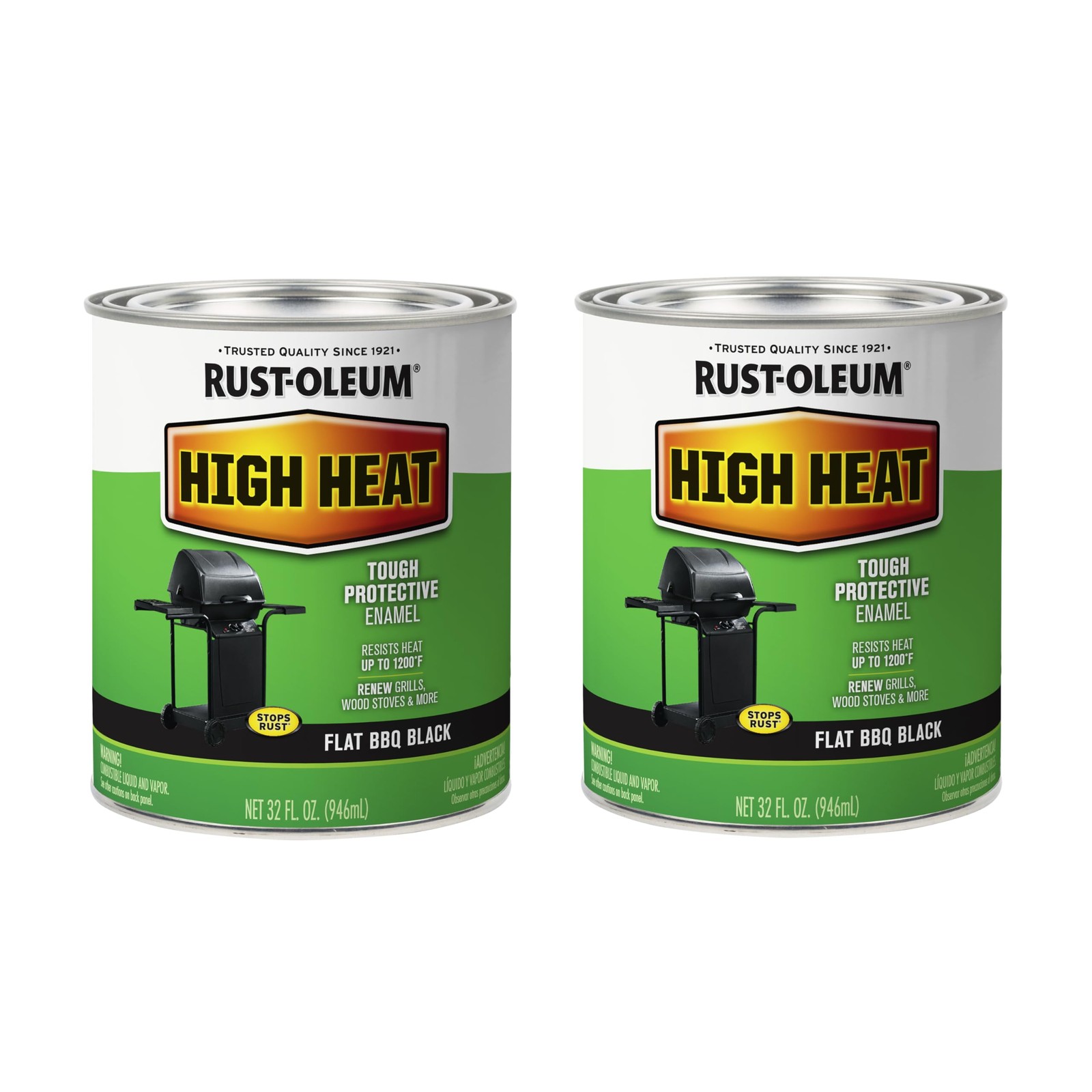 Rust-Oleum 7778502 High Brush On Paint Heat 32 Fl Oz (Pack of 1), BBQ Black