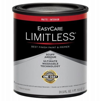 4 Pack – Limitless Interior Paint & Primer,Neutral Base Matte Acrylic Latex,Qt.