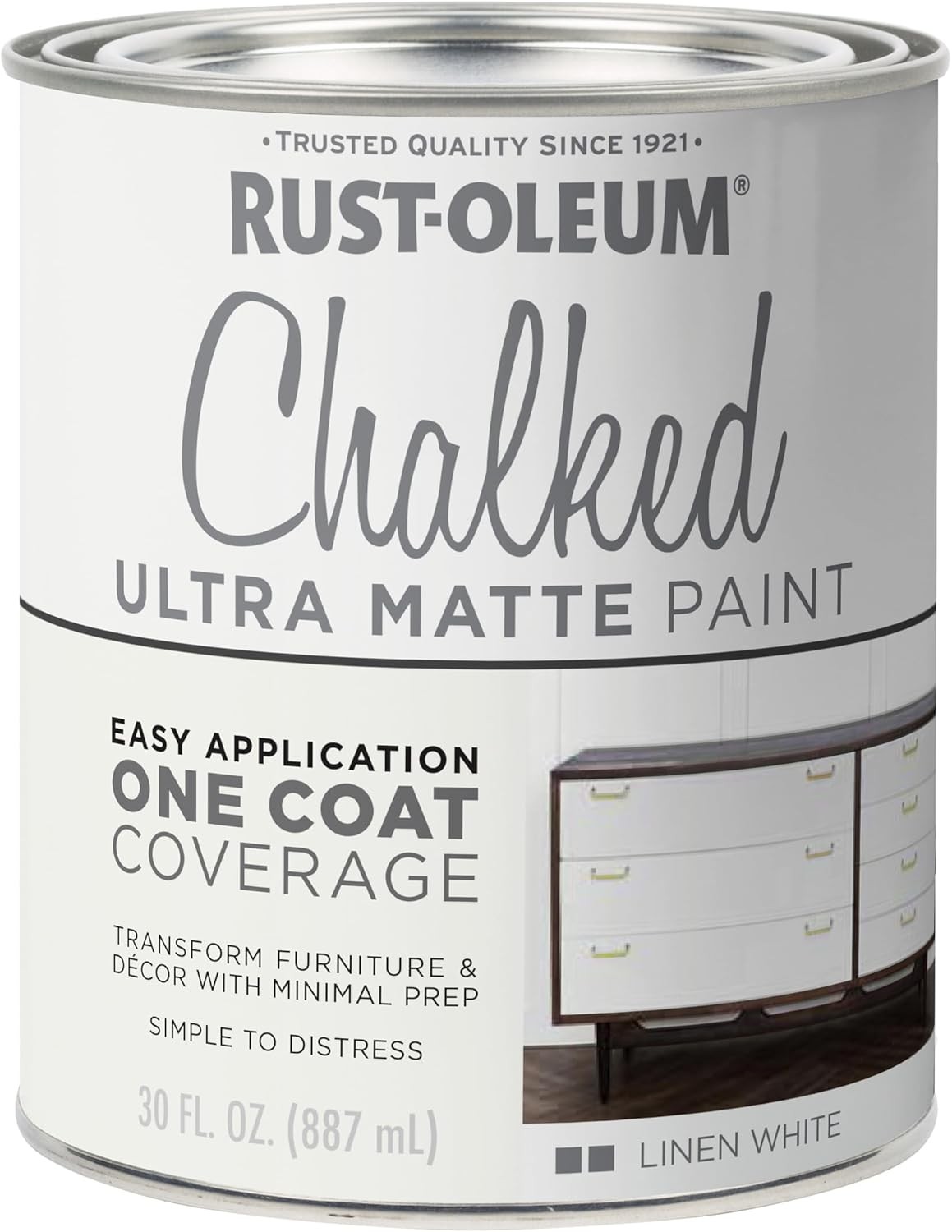 Chalked Ultra Matte Paint Linen All-in-One Coat 30 Ounces Fast Dry Indoor White