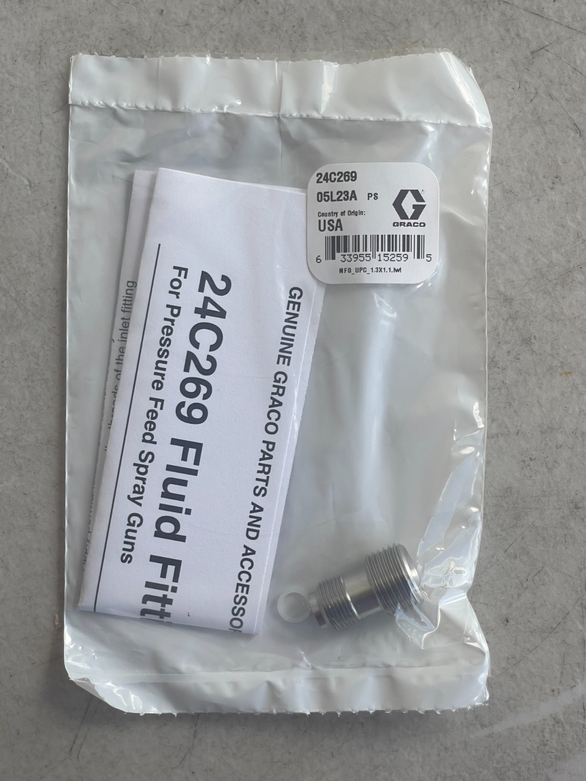 GRACO 24C269 Fluid Fitting For Pressure Feed Spray Guns Genuine OEM Part