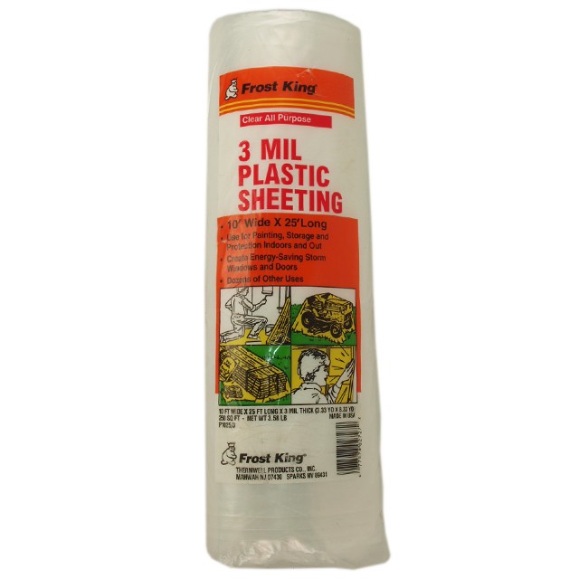 Frost King P1025-3 10′ x 25′ All Purpose 3 Mil Thick Clear Plastic Sheeting