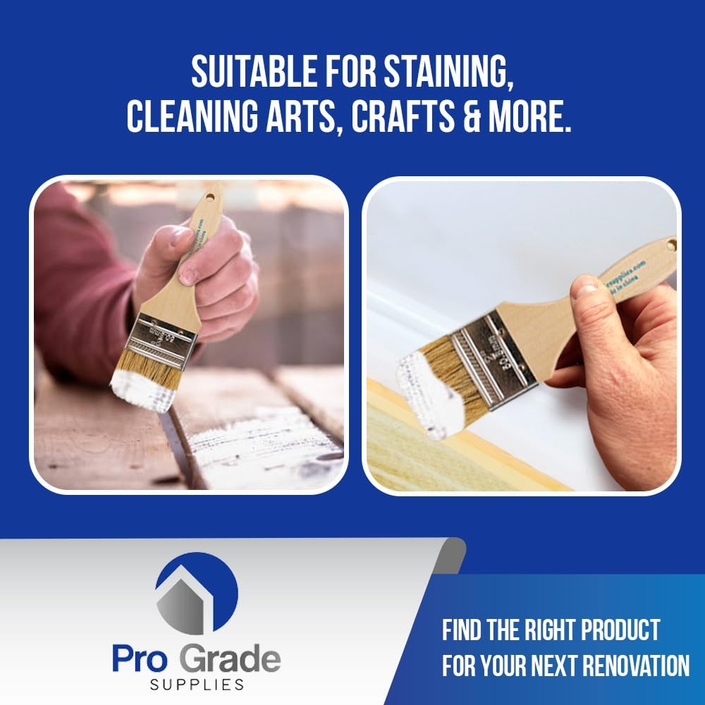 Pro Grade – Chip Paint Brushes – 12 Ea 2 Inch 2″, Light Brown