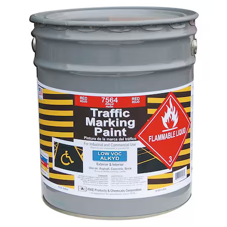 Rae 7564-05 Traffic Zone Marking Paint, 5 Gal., Red, Alkyd Solvent -Based