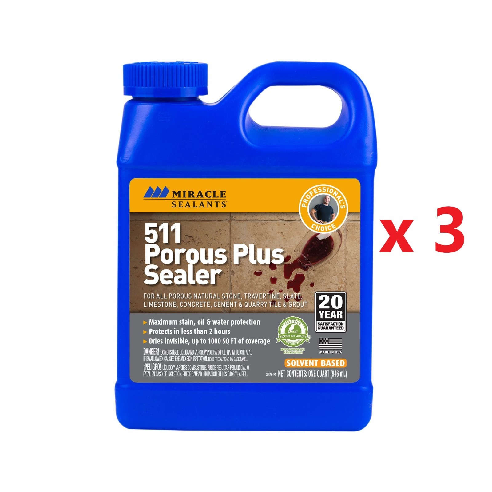 Miracle Sealants 511 Porous Plus, (1 qt.) Qty: 3 (1 qt. bottles)