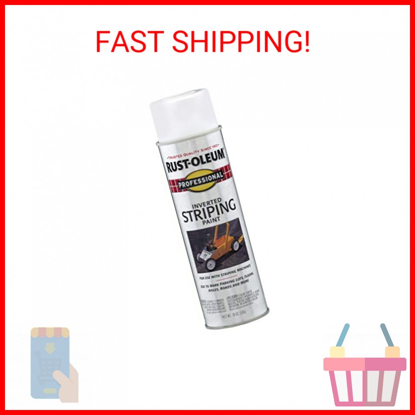 Rust-Oleum 2593838 Professional Inverted Striping Spray Paint, 18 oz, White