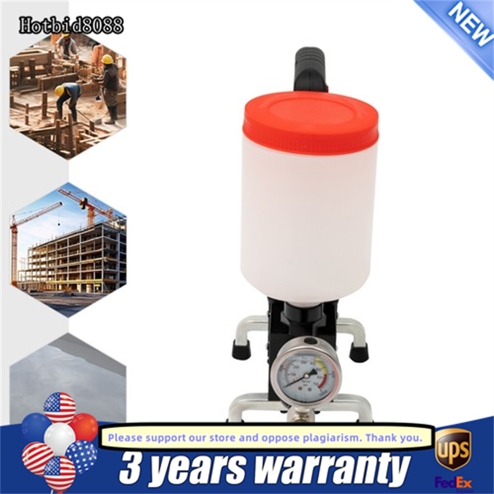 Electric Grouting Machine High Pressure Grouting Injection Pump 0-10000PSI 110V