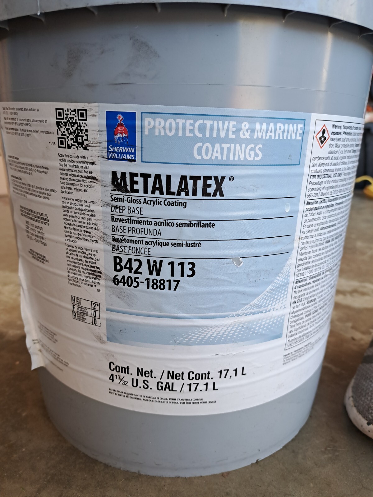 Sherwin Williams Protective & Marine Coatings Metalatex B42W113 Deep Base Paint